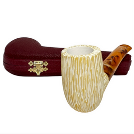 Deluxe 9mm Tree Bark Stack Meerschaum Pipe