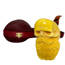 Premium Signed Kenan Bearded Skull Meerschaum Pipe