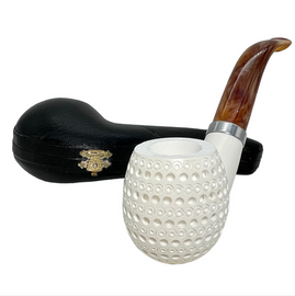 Special 3D Lattice Apple Silver Band Meerschaum Pipe