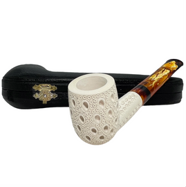 Straight Billiard Teardrop Lattice Meerschaum Pipe