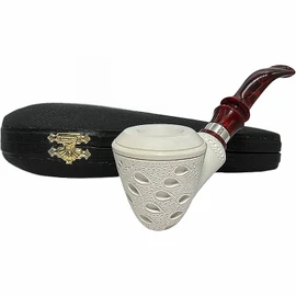 Special Govem Red Two-Stem Sterling Silver Meerschaum Pipe