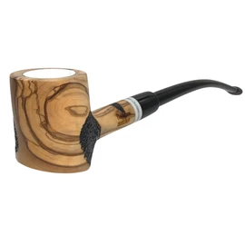 Meerschaum Lined Smooth & Rustic Poker Olive Wood Churchwarden Pipe