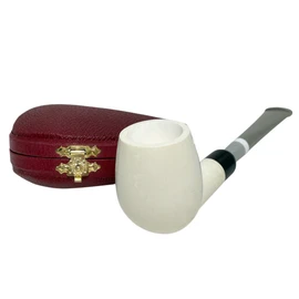 Army Mount Style Two-Tone Gray Stem Meerschaum Pipe