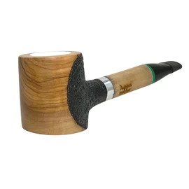 Meerschaum Lined Double Filter Poker Knurl Olive Wood Pipe
