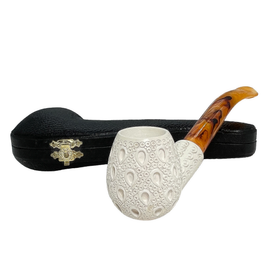 Flared Shank Teardrop Lattice Meerschaum Pipe