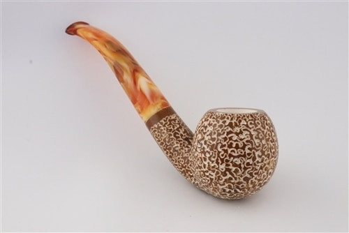 Deluxe Rusticated Apple Dark Finish Meerschaum Pipe - 1753