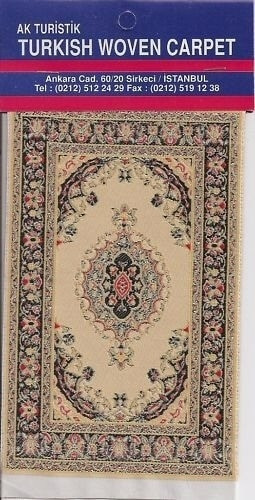 Miniature Turkish Woven Pipe Carpet - Beige-Gold-Black