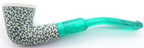 White and Olive Green Fimo Meerschaum Pipe