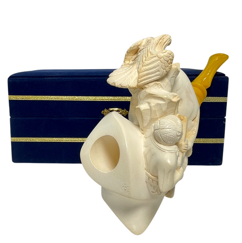 Original Large Hunting Scene by Ismet Bekler Pipe in Blue Chest Original Large Hunting Scene by Ismet Bekler Pipe in Blue Chest