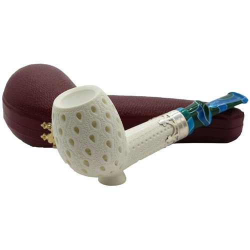 IMP Lattice Billiard Sterling Silver Meerschaum Pipe - IM7187