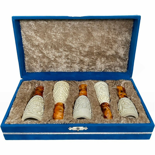 Meerschaum Cigar Holder Set of 5 - Carved Meerschaum Cigar Holder Set of 5 - Carved