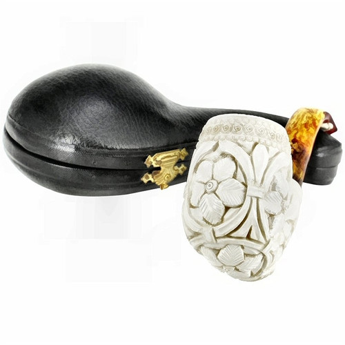 Special Oom Paul Embossed Flower Meerschaum Pipe