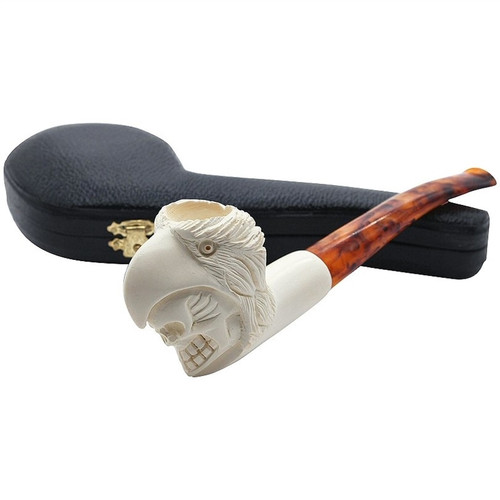 Double Head Eagle Skull Meerschaum Pipe