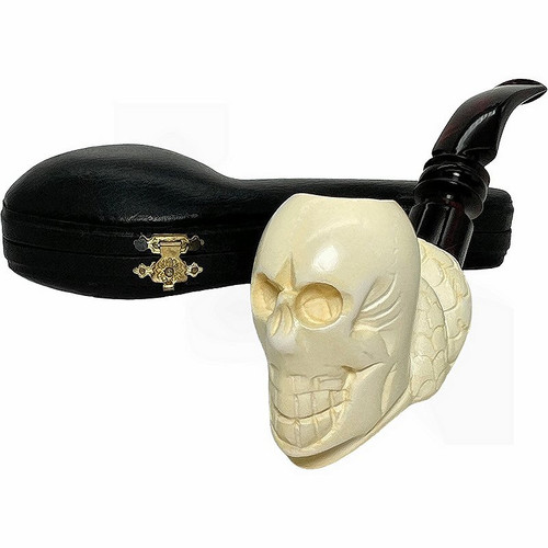 Skull with Snake on Shank Meerschaum Pipe Skull with Snake on Shank Meerschaum Pipe