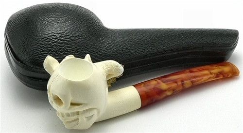 Skull and Lizard Meerschaum Pipe