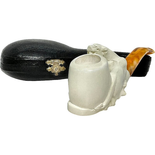 Tiger on Shank Sitting Meerschaum Pipe Tiger on Shank Sitting Meerschaum Pipe