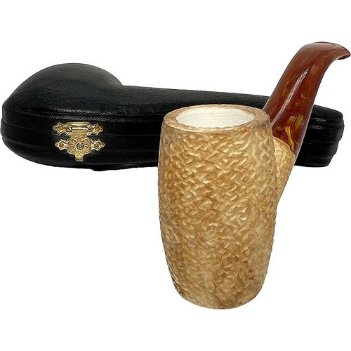 Pre-colored Rusticated Poker Meerschaum Pipe
