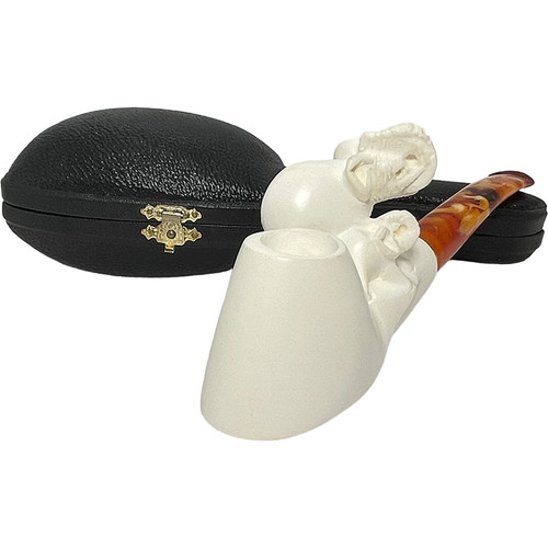 Deluxe Smooth Bowl Elephants Signed M.Y. Meerschaum Pipe Deluxe Smooth Bowl Elephants Signed M.Y. Meerschaum Pipe