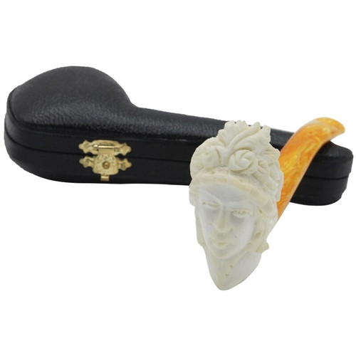 Lady in Fancy Bonnet Meerschaum Pipe