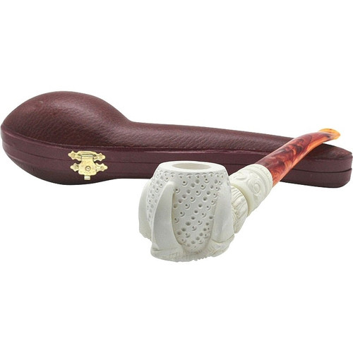 Round Lattice Claw Knurl Meerschaum Pipe