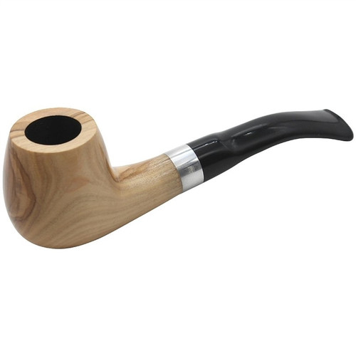 Dapper Silver Band Olive Wood Pipe - 9mm - PBR717137OW