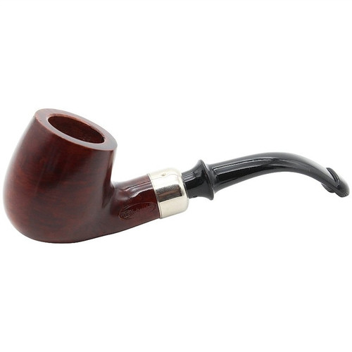 Small Silver Band Billiard Italian Briar Pipe - PBR717172S