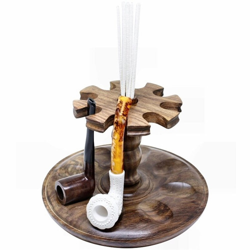 8 Pipe Wood Pipe Rack with Pipe Cleaner Holder Pipe Racks and Stands