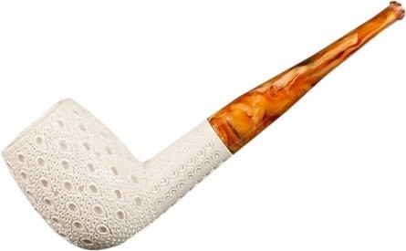 Deluxe Lattice Straight Stem Meerschaum Pipe - RM072324