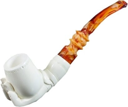 Meerschaum Pipe - Hand Holding Smooth Billiard - RM390131