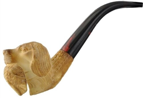 Browned Meerschaum Pipe - Hunting Dog - RMM00505