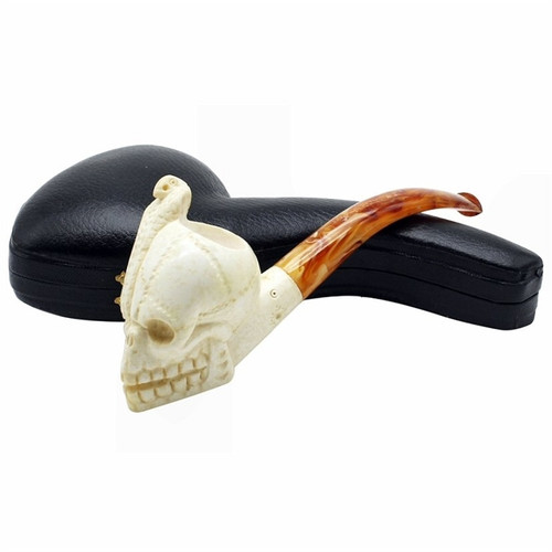 Skull with Cobra Meerschaum Pipe - T817718