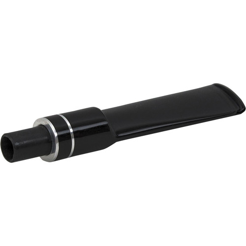 Black Silver Rings Briar Pipe Saddle Stem - Straight