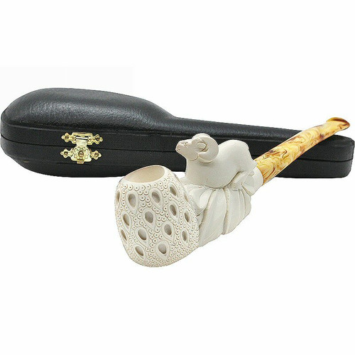 Deluxe Cevher Signed Resting Ram Meerschaum Pipe