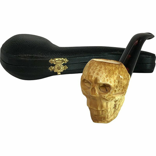 Pre-colored Skull with Dark Stem Meerschaum Pipe Pre-colored Skull with Dark Stem Meerschaum Pipe