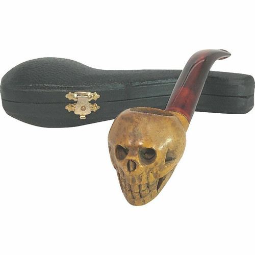 Pre-colored Dark Skull Meerschaum Pipe Pre-colored Dark Skull Meerschaum Pipe