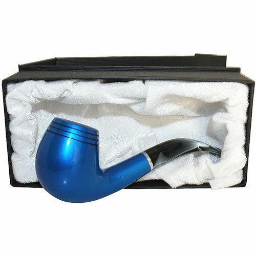 Blue Lacquer Vector-KGM Briar Pipe - Full Bent | Royal Meerschaum