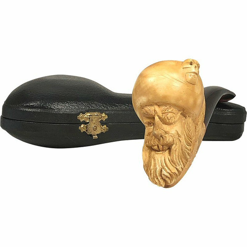 Pre-colored Pirate with Rusticated Shank Meerschaum Pipe Pre-colored Pirate with Rusticated Shank Meerschaum Pipe