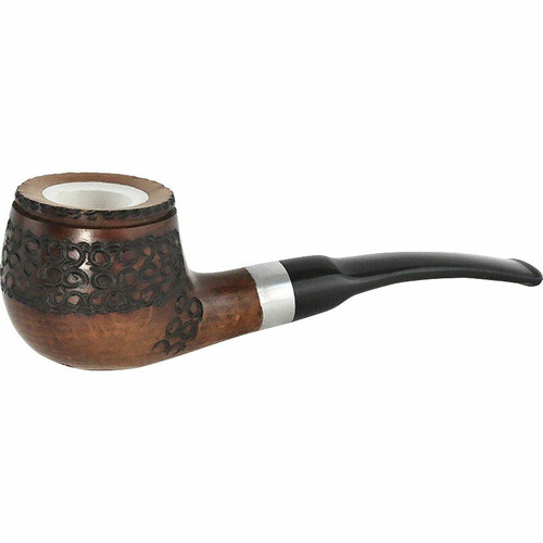 9mm Meerschaum Lined Silver Band Briar Pipe
