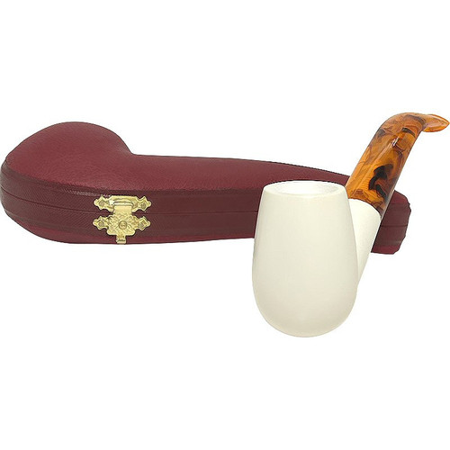 Smooth with Translucent Bent Stem Meerschaum Pipe