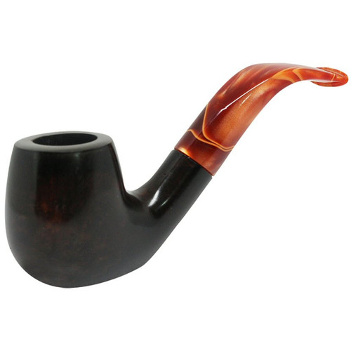 Brown Bent Acrylic Stem Italian Briar Pipe Brown Bent Acrylic Stem Italian Briar Pipe