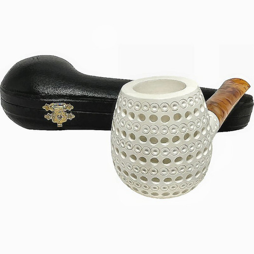 Special 3D Lattice Straight Stem Meerschaum Pipe