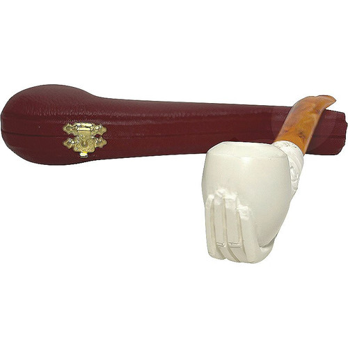 Hand Holding Smooth Bowl Knurl Meerschaum Pipe