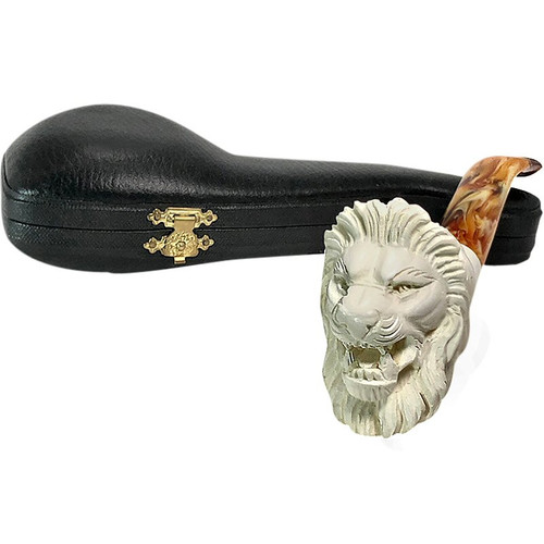 Deluxe Lion Smooth Shank Meerschaum Pipe Deluxe Lion Smooth Shank Meerschaum Pipe