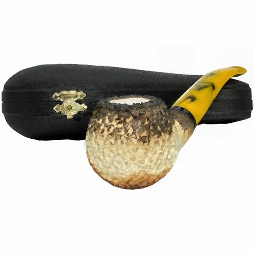 Deluxe Govem Signed Rustic Calcined Meerschaum Pipe Set