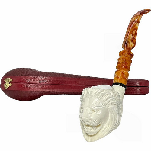 Lion with Black Band Churchwarden Meerschaum Pipe Lion with Black Band Churchwarden Meerschaum Pipe