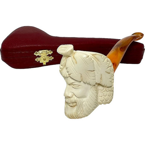 Antiqued Bacchus Slightly Bent Meerschaum Pipe Antiqued Bacchus Slightly Bent Meerschaum Pipe