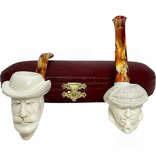 Deluxe Sherlock Holmes and Watson Meerschaum Pipe Set Deluxe Sherlock Holmes and Watson Meerschaum Pipe Set