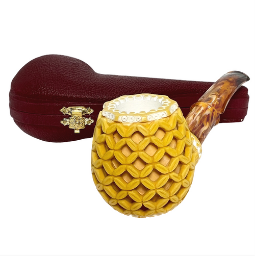 Special Apple 3D Deep Lattice Meerschaum Pipe