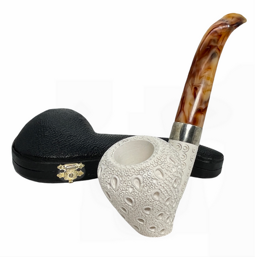 Special Sitter Lattice Sterling Silver Meerschaum Pipe Special Sitter Lattice Sterling Silver Meerschaum Pipe