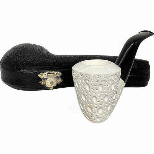 Dublin Lattice Black Stem Small Meerschaum Pipe
